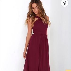 Lulus Air of Romance Burgundy Maxi Dress